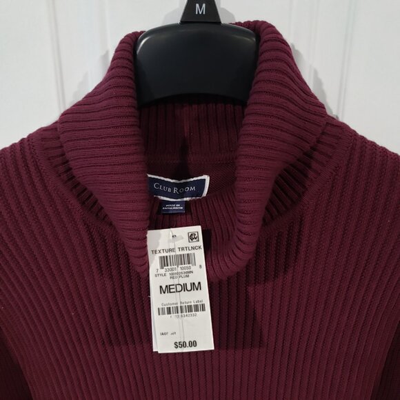 Club Room Mens Textured Cotton Turtleneck Sweater Red Plum - Picture 7 of 11